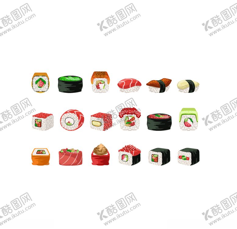 编号：83873410151752546090【酷图网】源文件下载-寿司插画