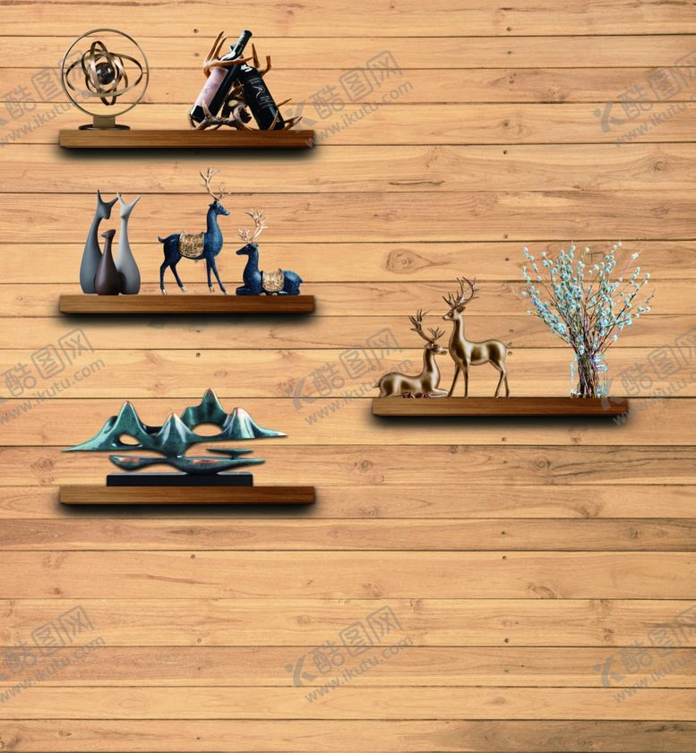编号：20200704022229571331【酷图网】源文件下载-木质架动物摆件木纹背景