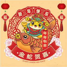 蛇年吉祥物素材新字体生肖