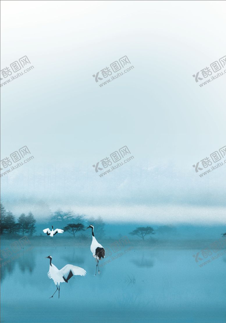 编号：41555005081441176943【酷图网】源文件下载-仙鹤在水中