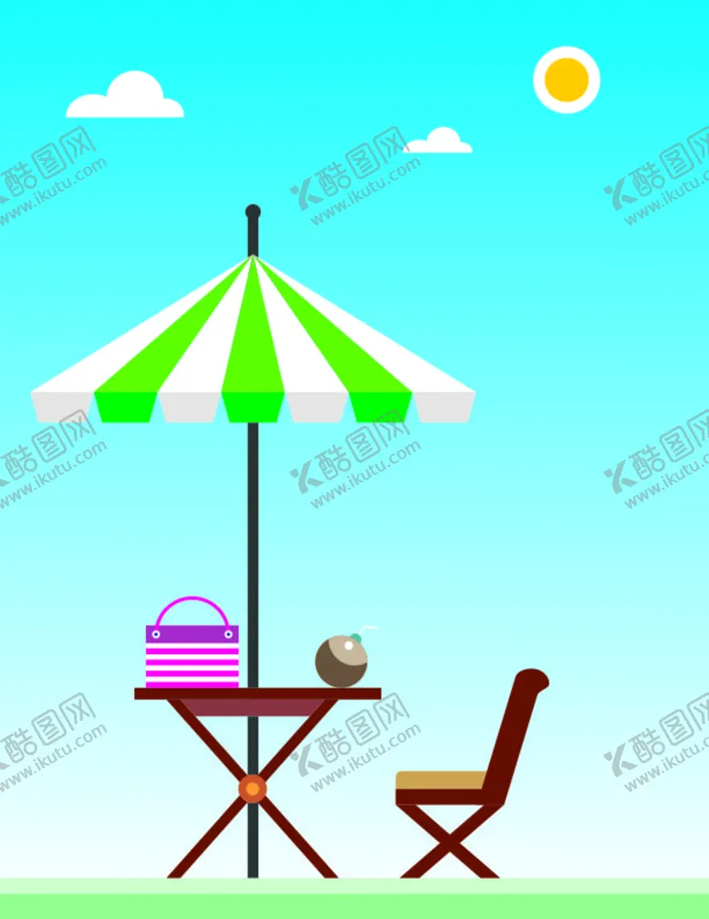 编号：63521409231410242503【酷图网】源文件下载-休闲卡通沙滩太阳伞