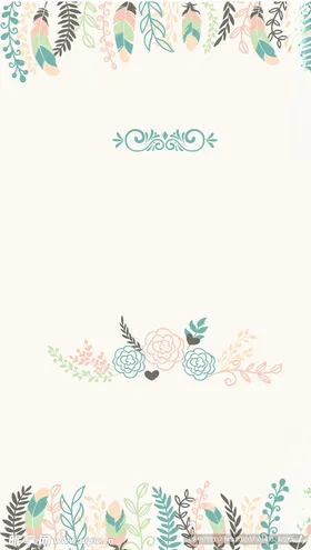 少女花环花纹简约清新背景