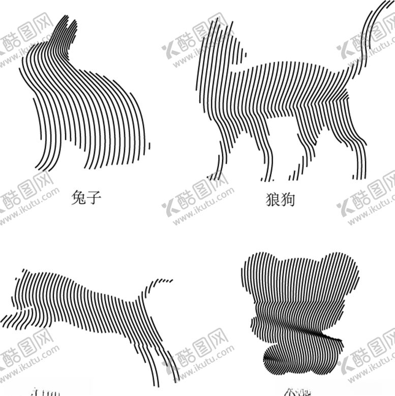 编号：66866210130504097645【酷图网】源文件下载-白描动物