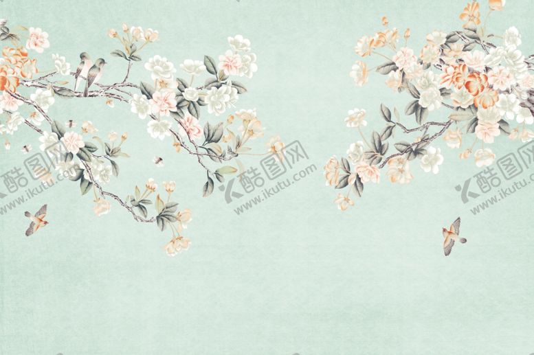 编号：52501509201828187205【酷图网】源文件下载-花鸟画手绘画鸟背景墙
