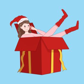 礼物盒里的圣诞少女