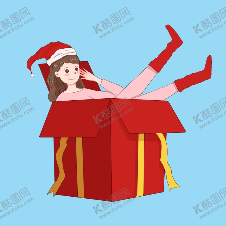 编号：60942205172100204344【酷图网】源文件下载-礼物盒里的圣诞少女
