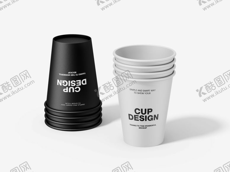 编号：26081704011304294338【酷图网】源文件下载-黑白双色一次性纸杯展示样机