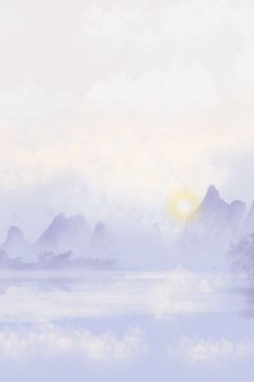 山水背景养生健康落日紫色