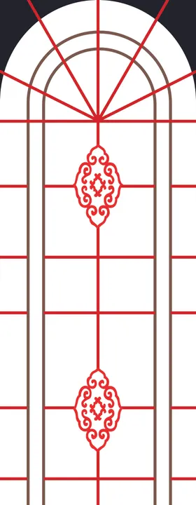 欧式复古雕花拱形窗设计图