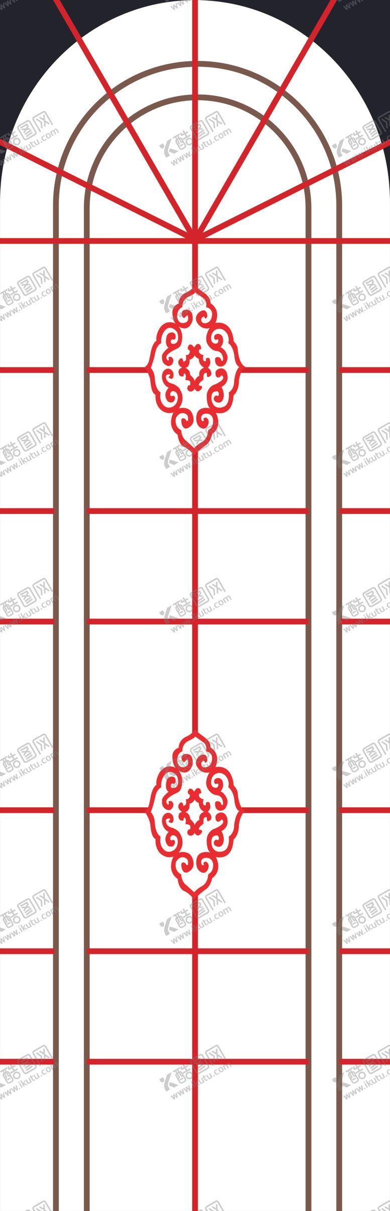 编号：69347404030916377788【酷图网】源文件下载-欧式复古雕花拱形窗设计图