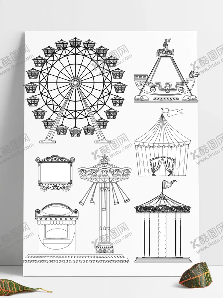 编号：90880610180232043658【酷图网】源文件下载-儿童游乐园设施游乐装饰元素