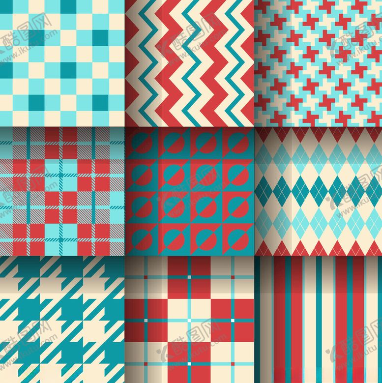编号：92913112221301129096【酷图网】源文件下载-多彩几何图案无缝背景集合