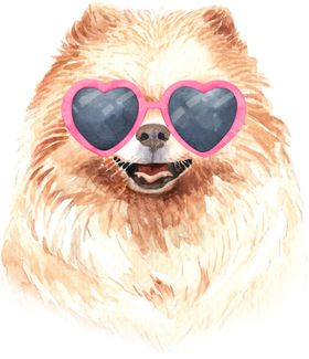 水彩绘画可爱小狗