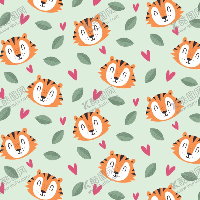 编号：99349309130526591752【酷图网】源文件下载-卡通老虎花纹