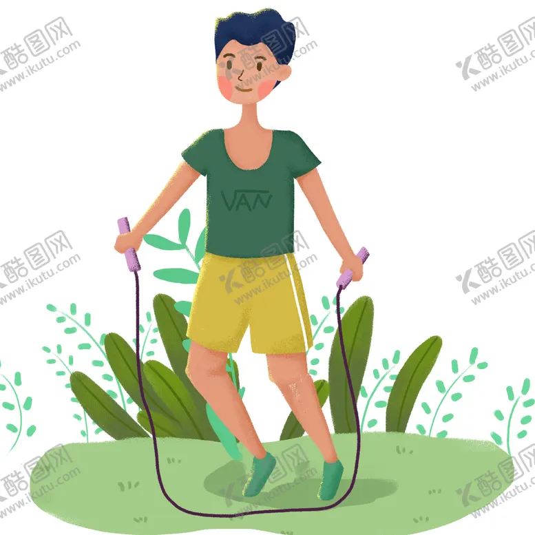 编号：34331110221553399666【酷图网】源文件下载-跳绳男孩插画