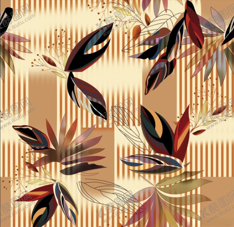 编号：98570010040538495888【酷图网】源文件下载-手绘叶子背景