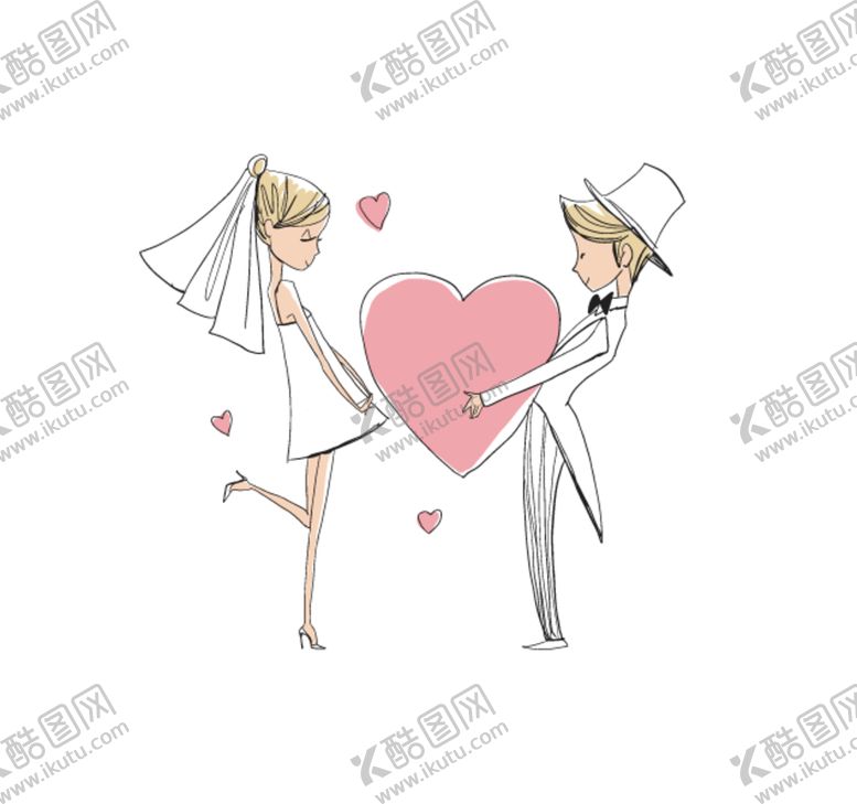 编号：38534910021356323707【酷图网】源文件下载-卡通新郎新娘