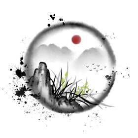水墨素材毛笔画素材墨迹素材