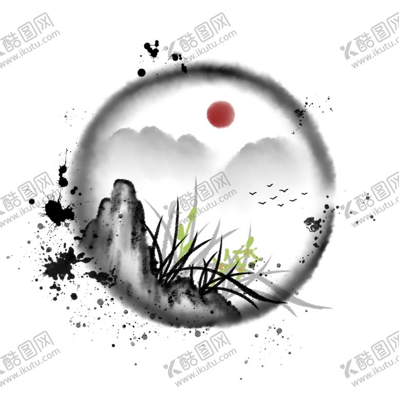 编号：89198506180740574640【酷图网】源文件下载-水墨素材毛笔画素材墨迹素材