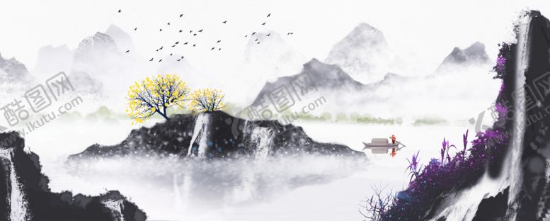 编号：64551607121641126880【酷图网】源文件下载-山水山脉水流古风复古背景素材