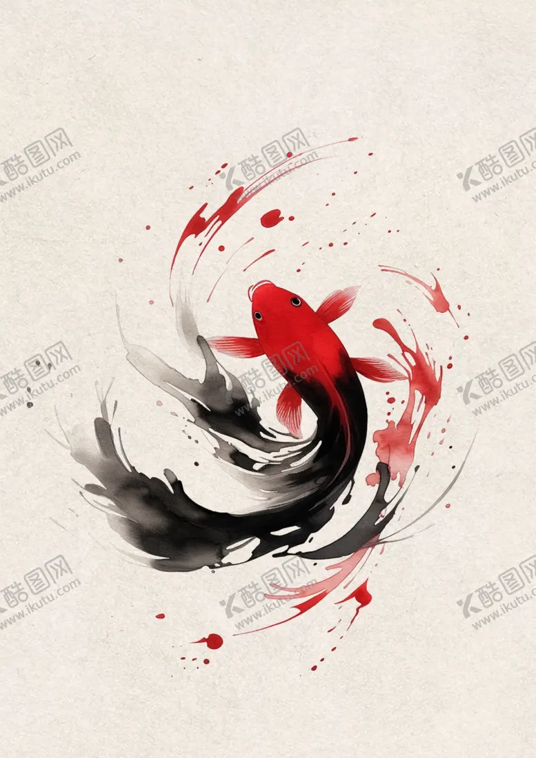 编号：93087802070242188861【酷图网】源文件下载-水墨锦鲤