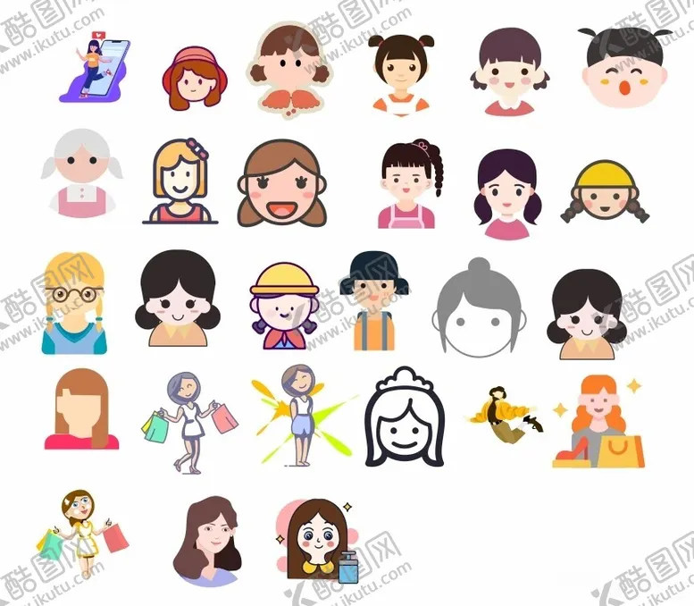 编号：65670502230549001798【酷图网】源文件下载-女孩头像矢量图