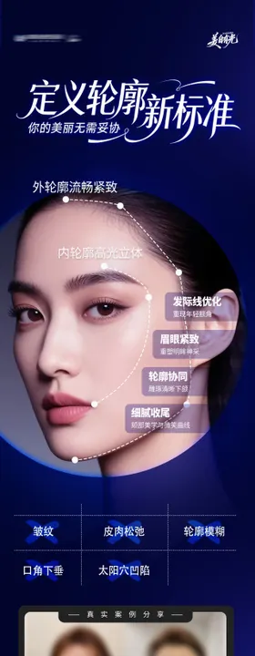 医美内外轮廓全面部提升案例创意海报