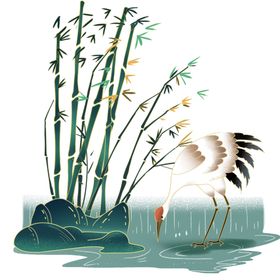 中国风插画古典艺术古代建筑龙凤