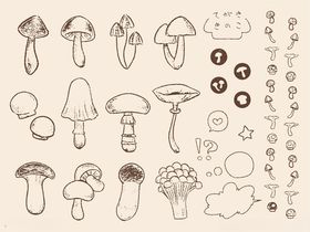 手绘蘑菇图案集合
