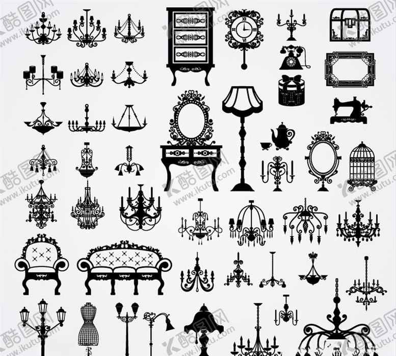 编号：93873410132051582566【酷图网】源文件下载-矢量家具剪影
