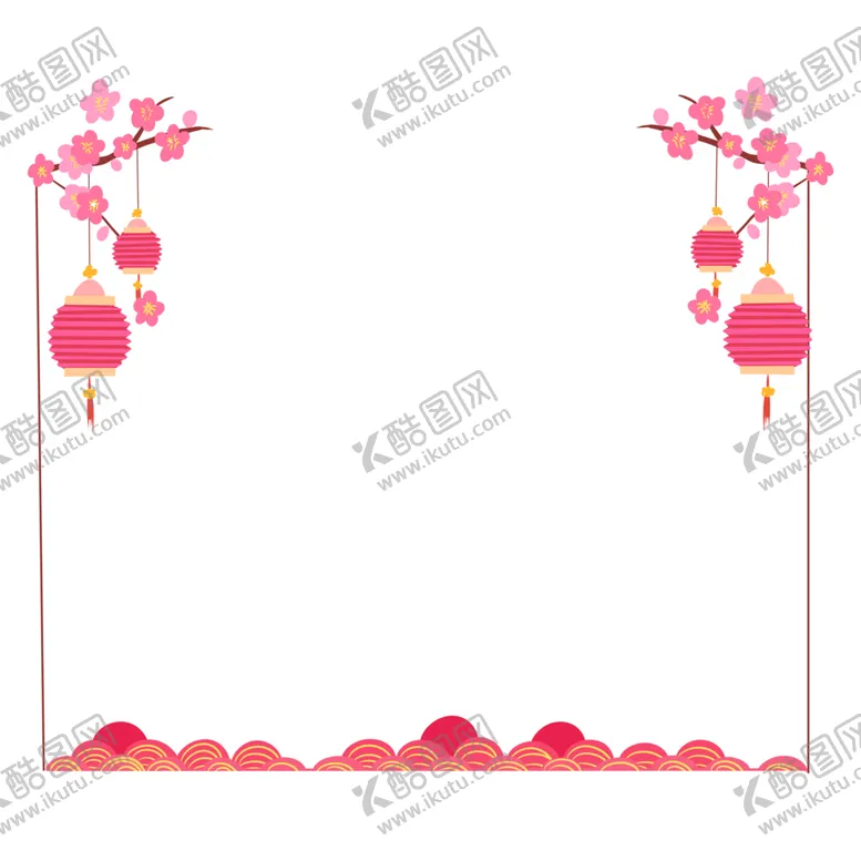 编号：22432504180424147432【酷图网】源文件下载-中国风灯笼梅花元素PNG