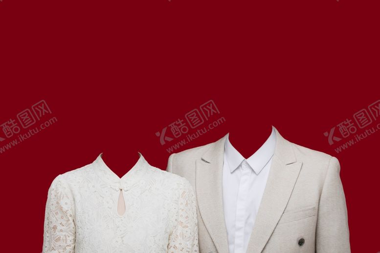 编号：21834001281425531292【酷图网】源文件下载-米黄色服饰结婚证件照