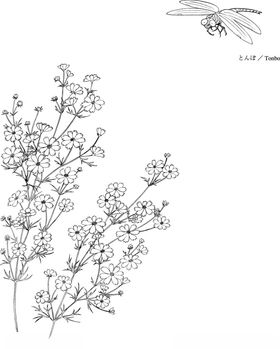 日本线描植物花卉矢量素材
