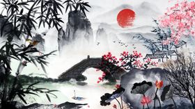 水墨画小桥流水