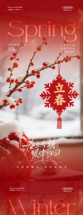 大寒立春节气喜庆场景海报