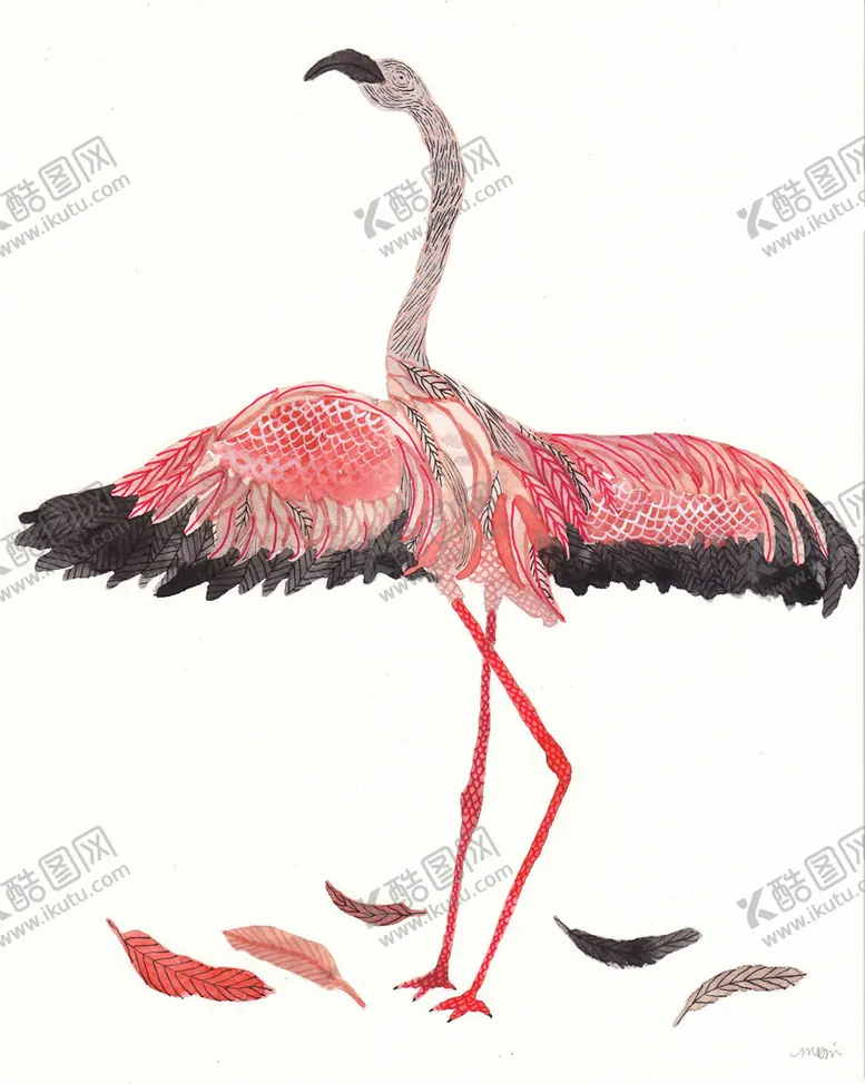 编号：79316406250126278518【酷图网】源文件下载-北欧风格淡色鸟禽水彩画
