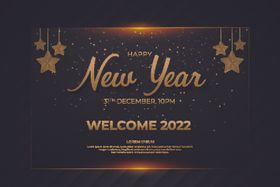 2022新年花金属字圣诞节促销手绘