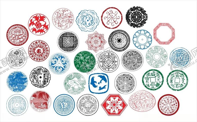 编号：46219804061153549466【酷图网】源文件下载-圆形花纹传统花边古典花纹