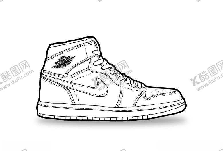 编号：27768610040018162602【酷图网】源文件下载-黑白耐克鞋手绘
