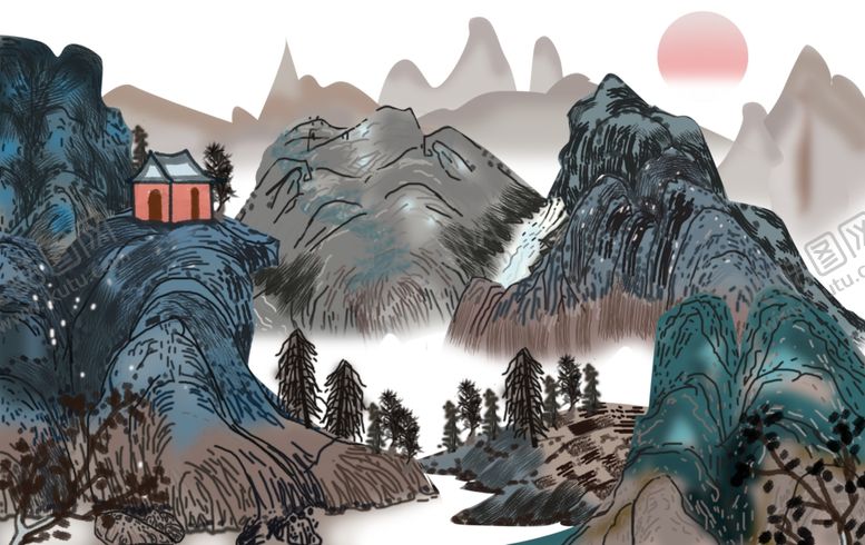 编号：70663711011306427249【酷图网】源文件下载-意境水墨山水