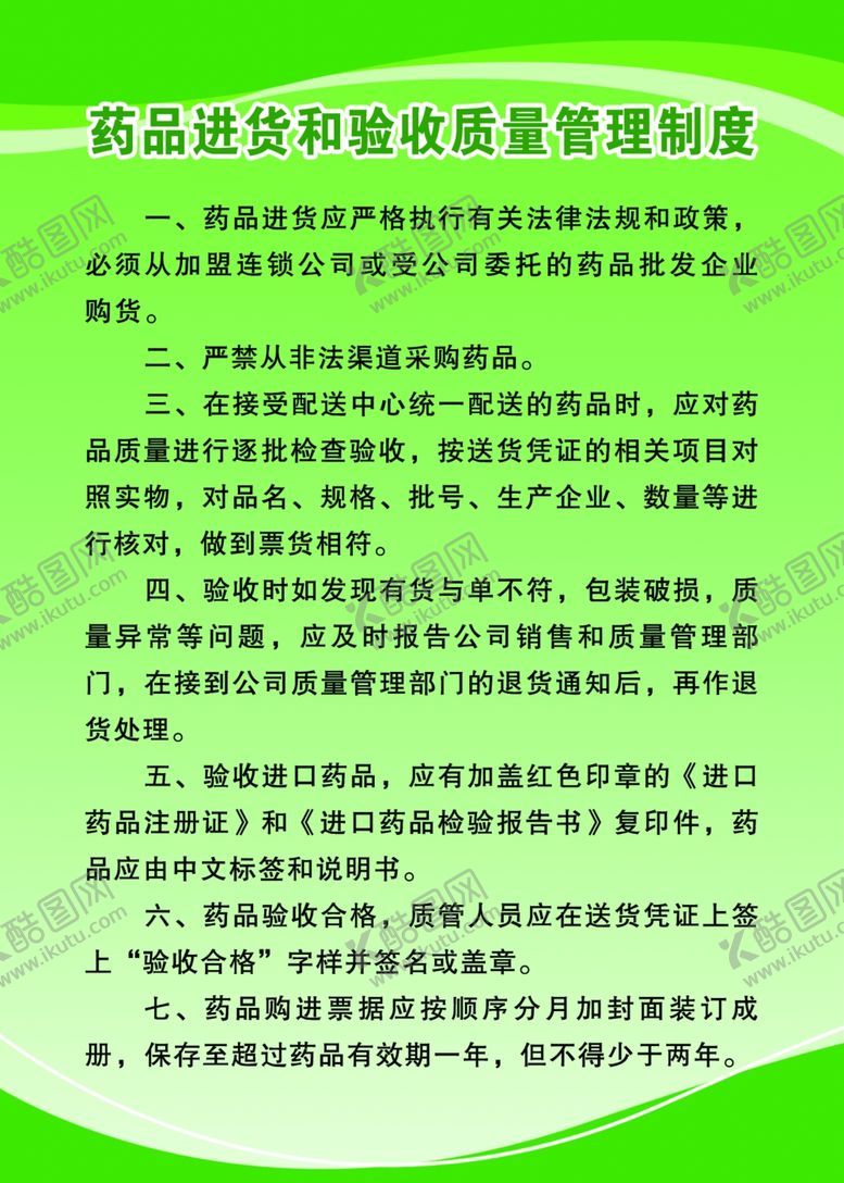 编号：37722709150830564030【酷图网】源文件下载-药店药品进货和验收质量管理制度