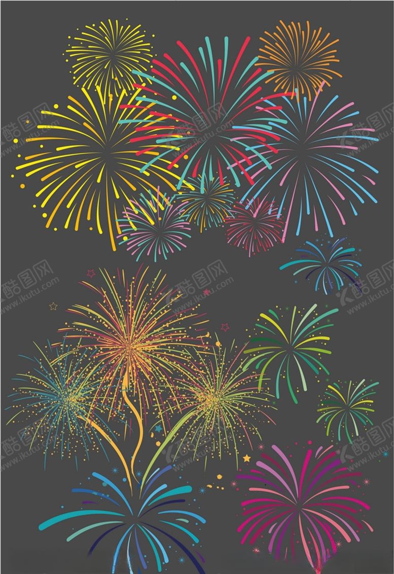 编号：66324811041748165384【酷图网】源文件下载-彩色烟花素材