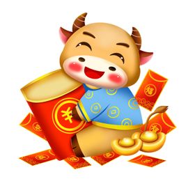 卡通牛形象年吉祥物2021新年红包转钱坤