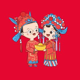 手绘情侣恋人