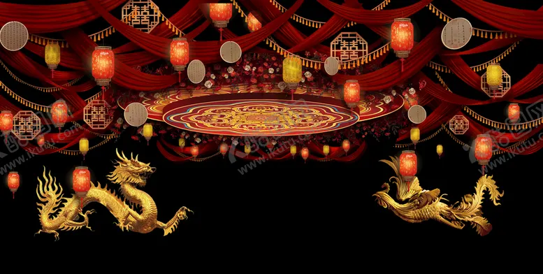 编号：53328710170546346685【酷图网】源文件下载-中式婚礼吊顶