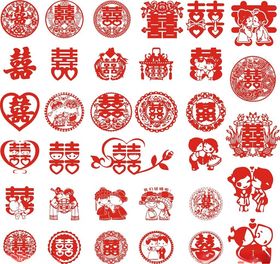 结婚喜字剪纸囍图案