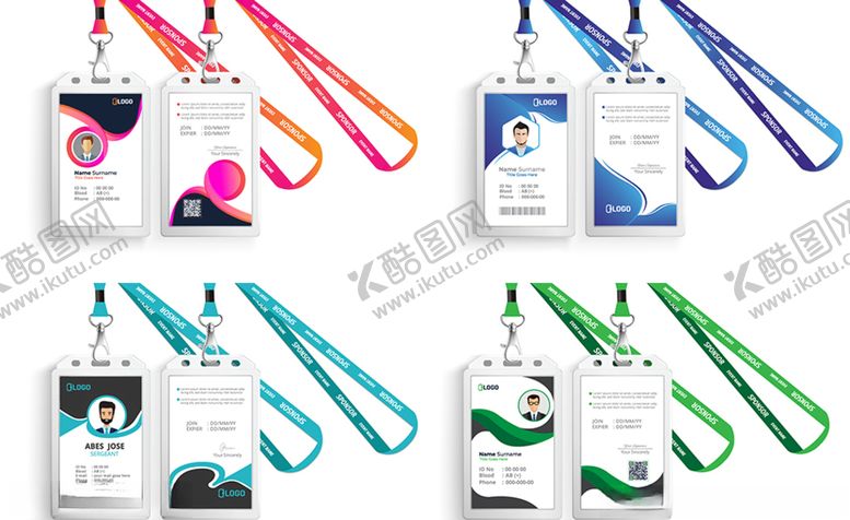 编号：92506710051101493592【酷图网】源文件下载-几种样式的员工挂脖证件卡矢量素