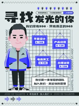 招聘海报地产宣传蓝色背景校园