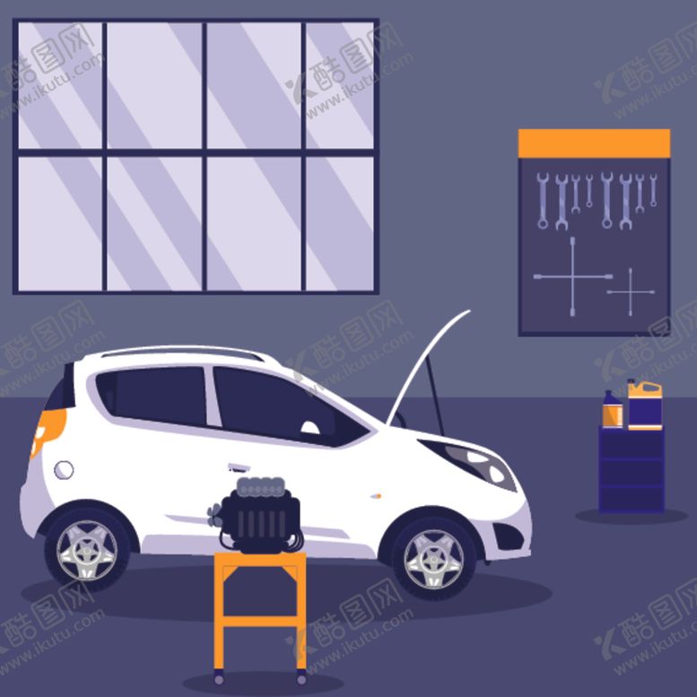 编号：58087609091738153787【酷图网】源文件下载-汽车修理主题插画