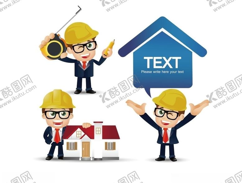编号：80833810300852003704【酷图网】源文件下载-建筑师卡通图